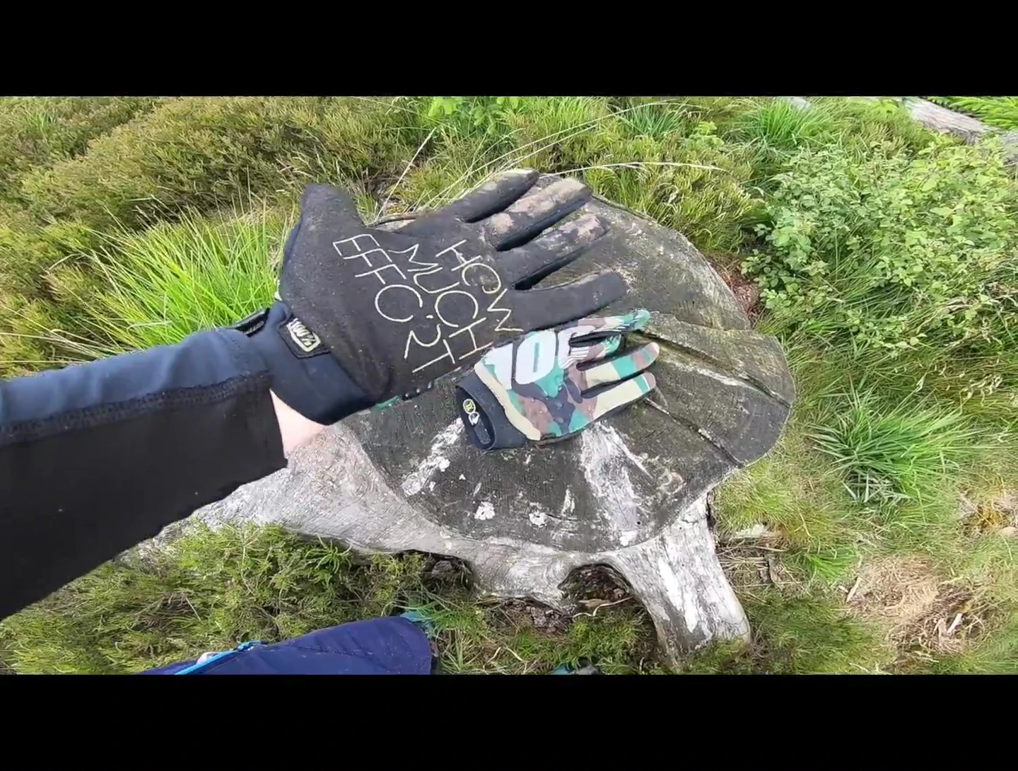 A close-up shot showing the silicon grip on the palm of the glove.