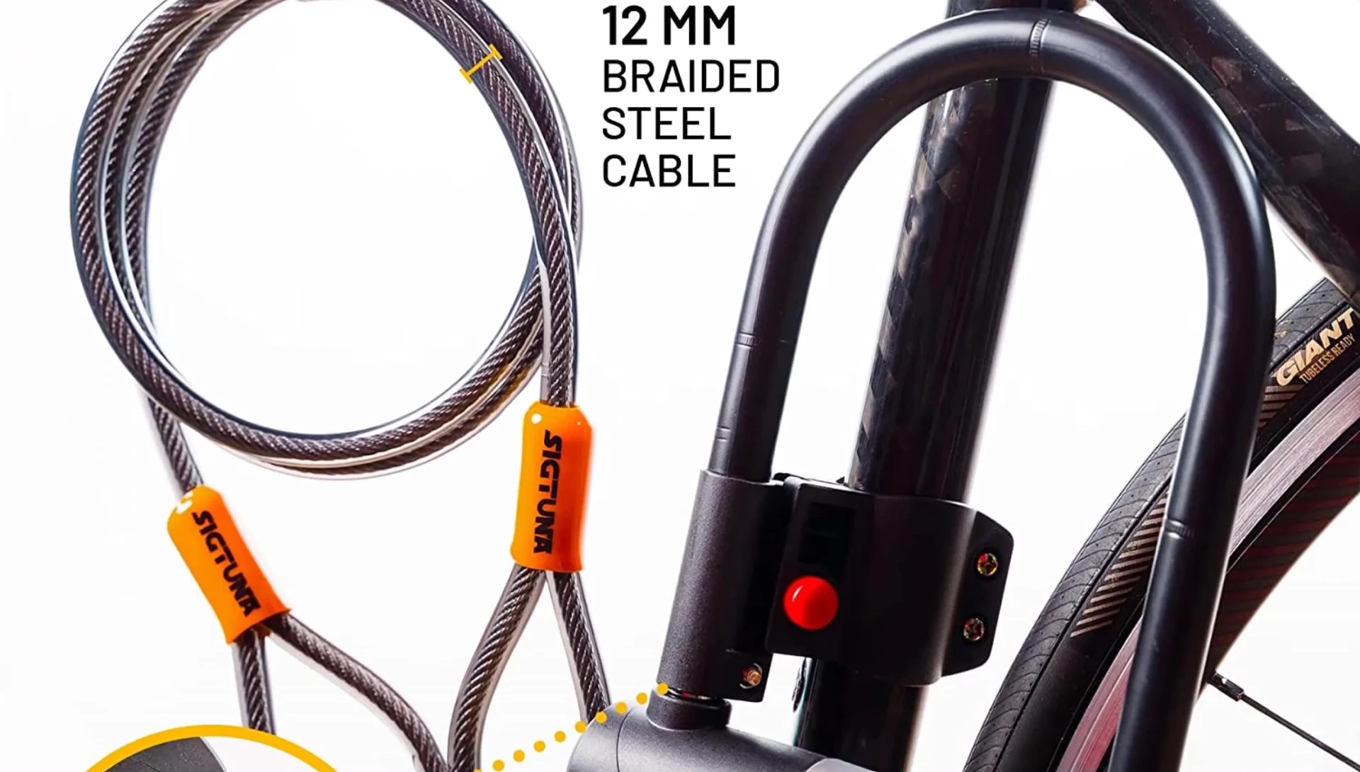 Detail of the 16mm high-performance steel U-lock
