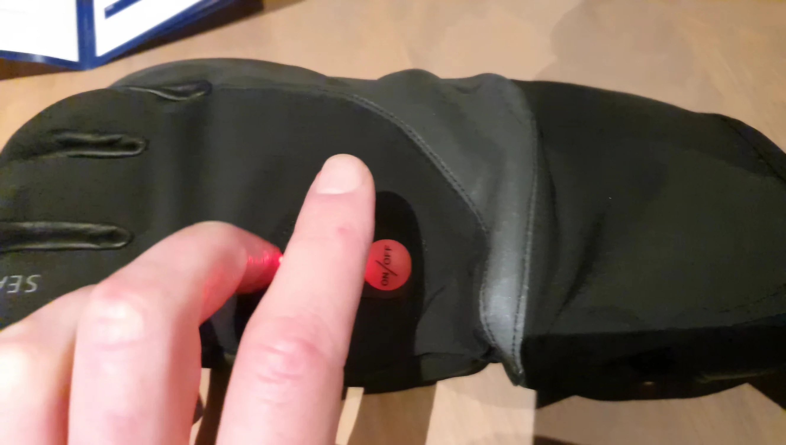 Close-up of the glove material illustrating its texture.
