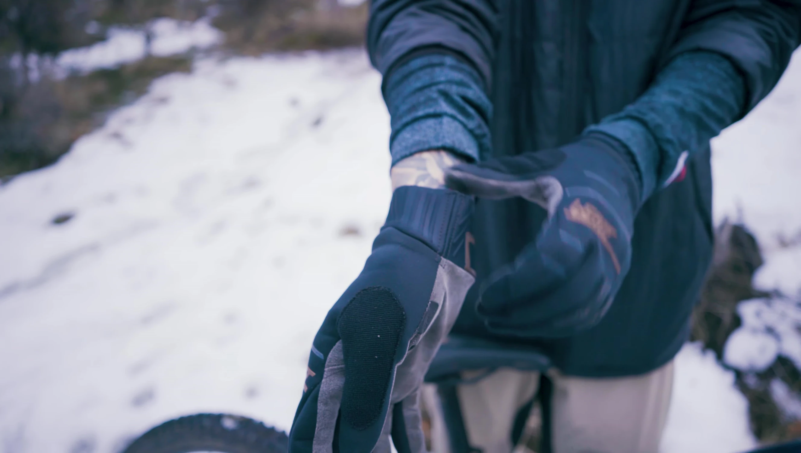 Close-up showing the fit of the Liat gloves