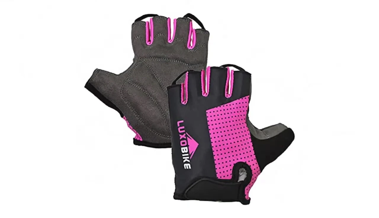 Close-up of Luxo gloves showing the micro suede material and gel padding