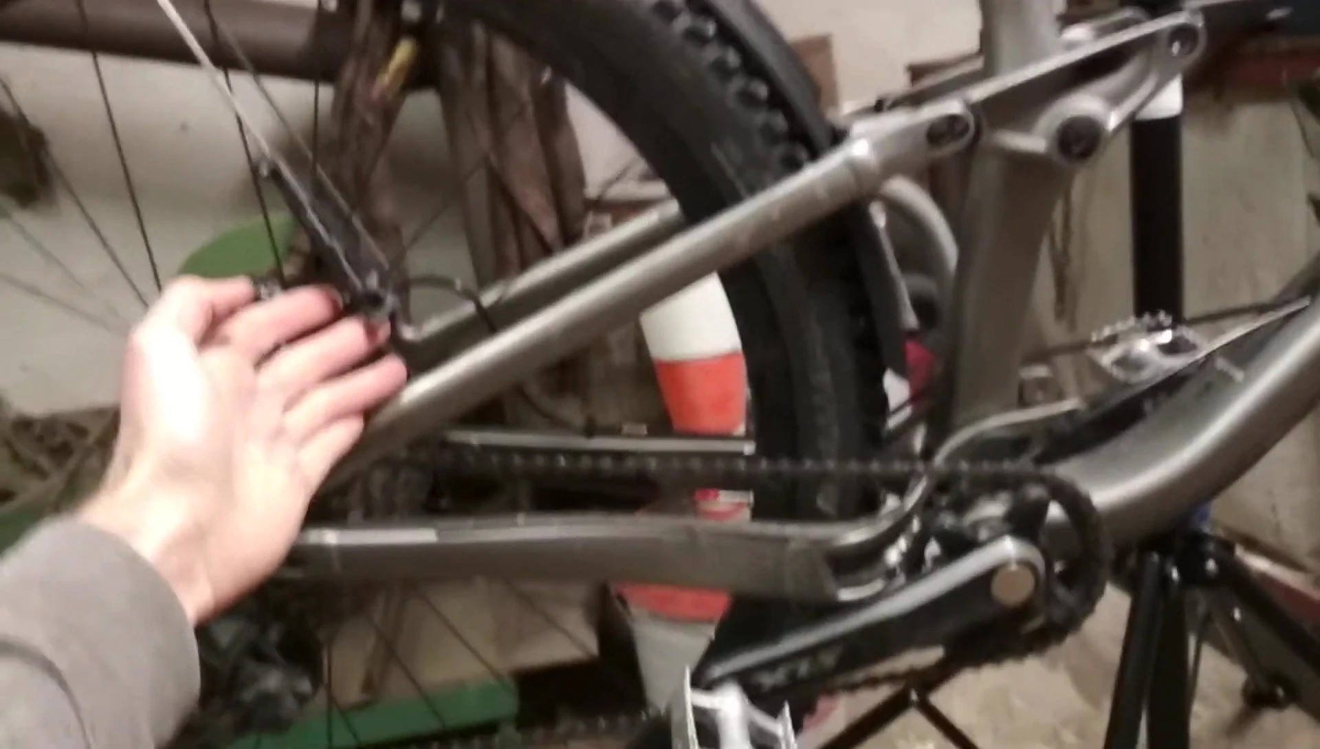 Showing the flexibility and ability to extend the mudguards to accommodate a full-suspension bike.