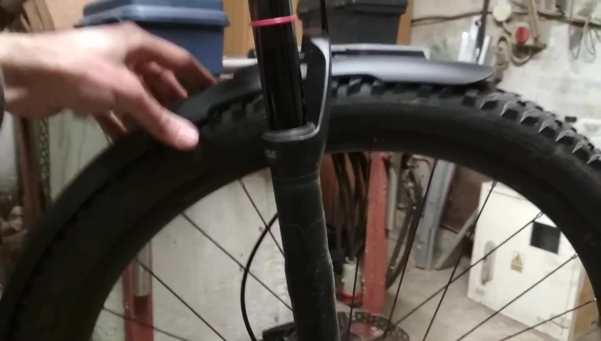 Illustrating the preferred placement of the mudguard after trimming.