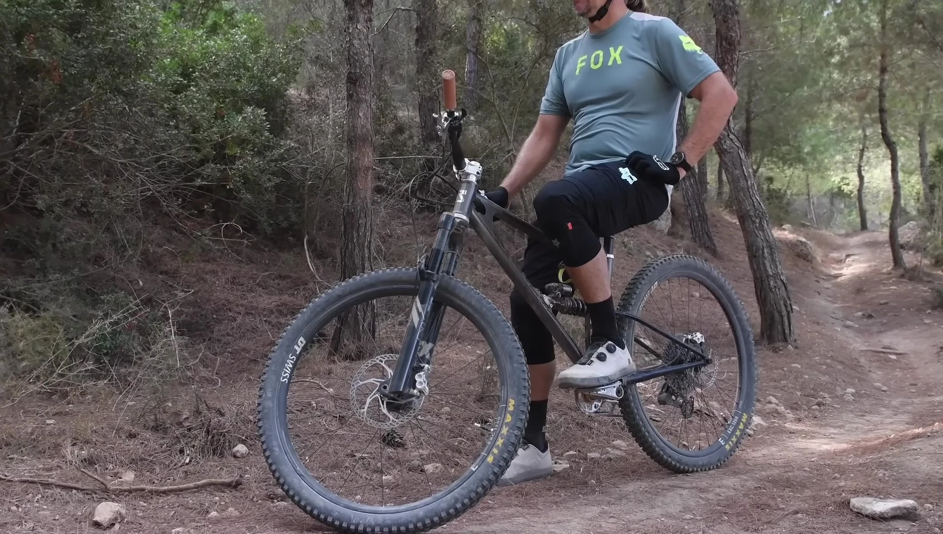 Rider wearing Fox Enduro Knee Pads