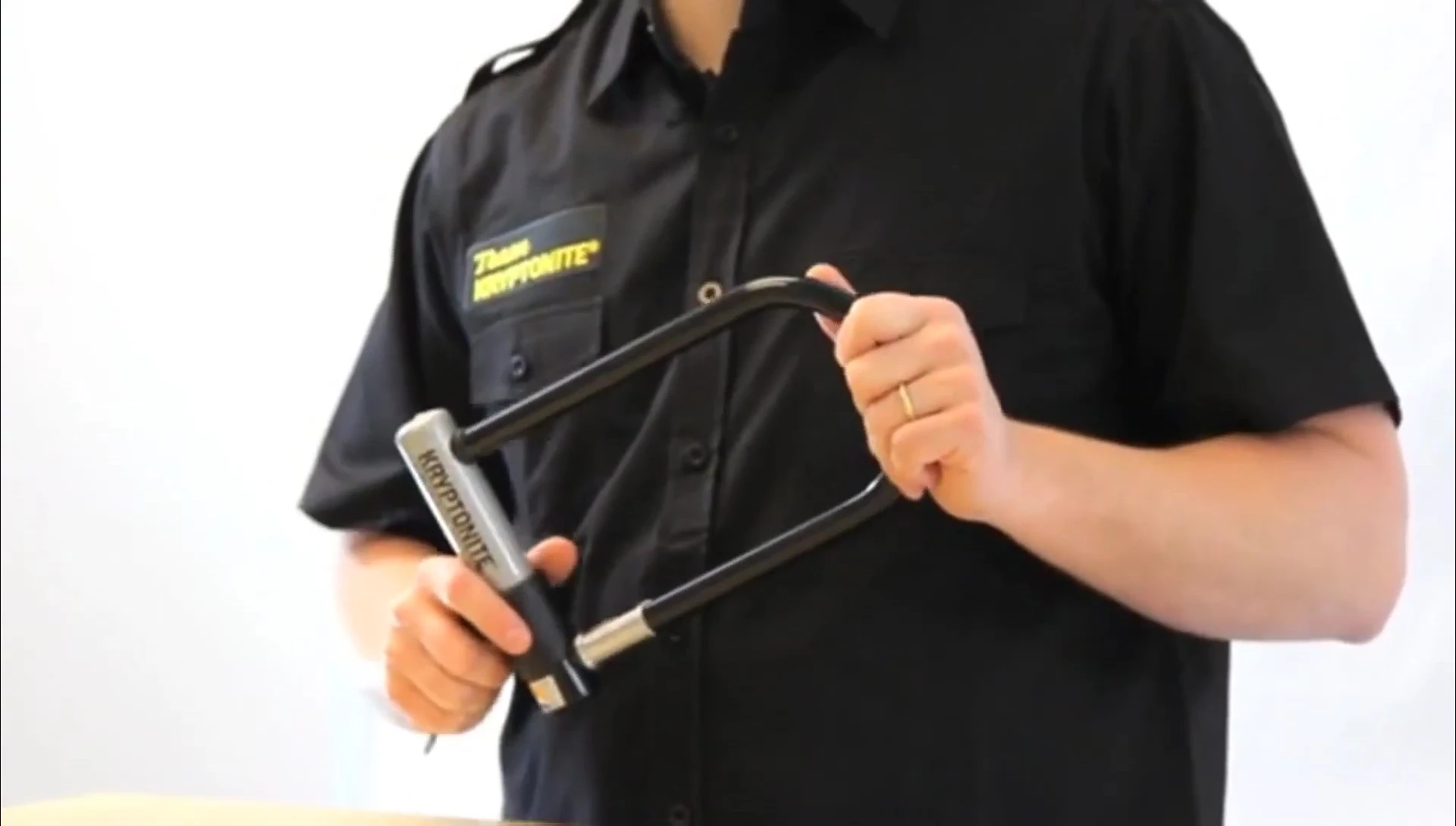 Close-up showing the bent foot shackle.