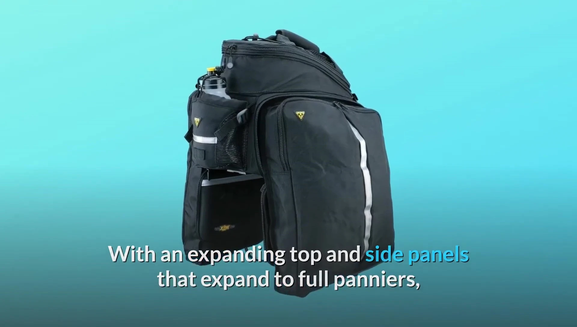 The bag fully expanded showcasing the increased storage space