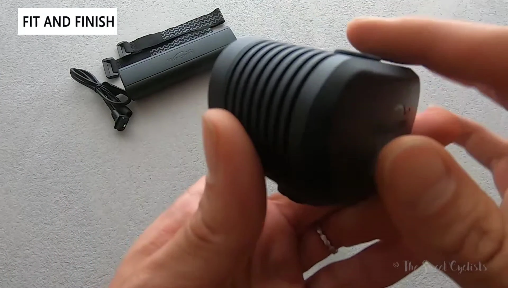 Close-up of the light's aluminum housing and heat sinks