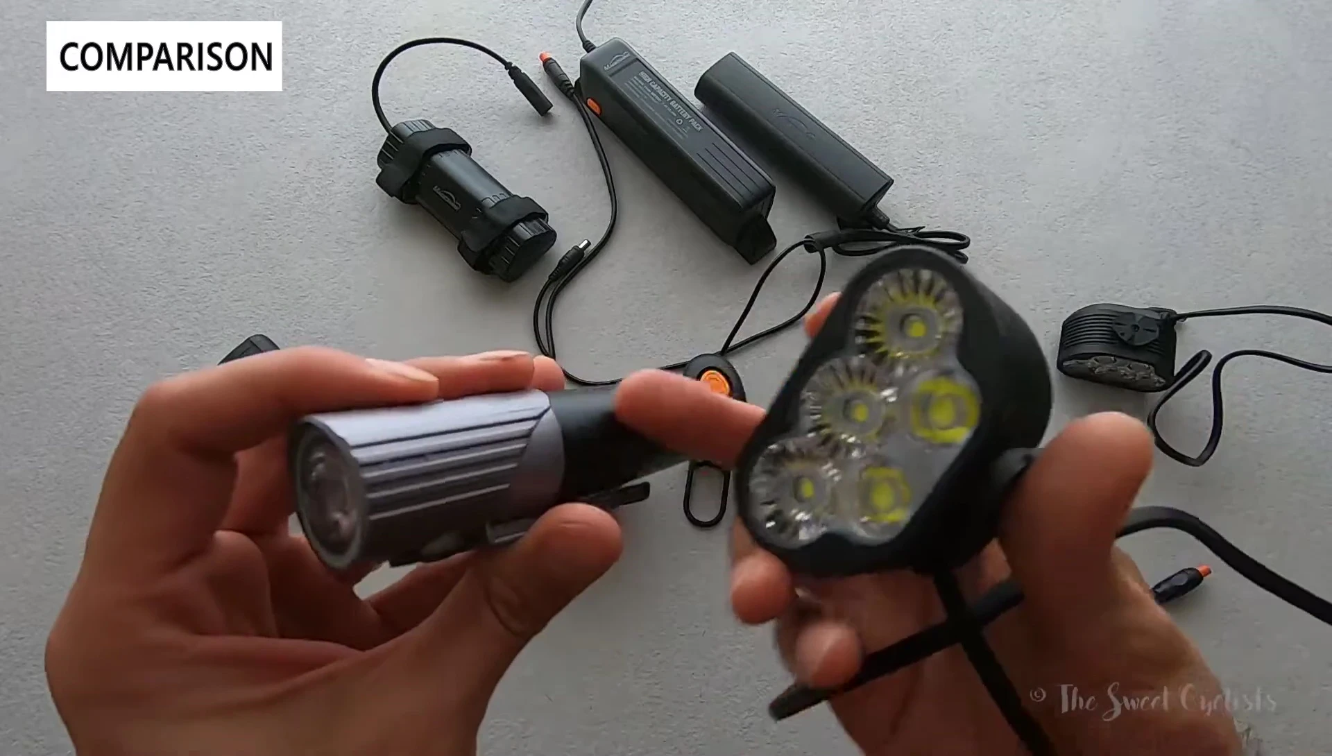 Comparison of the Monteer 8000S size with a commuter light