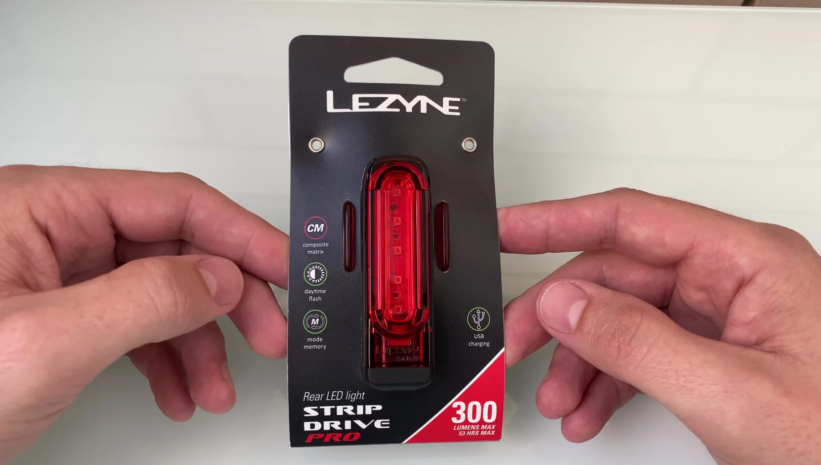 The LEZYNE Strip Drive Pro 300 in its packaging.