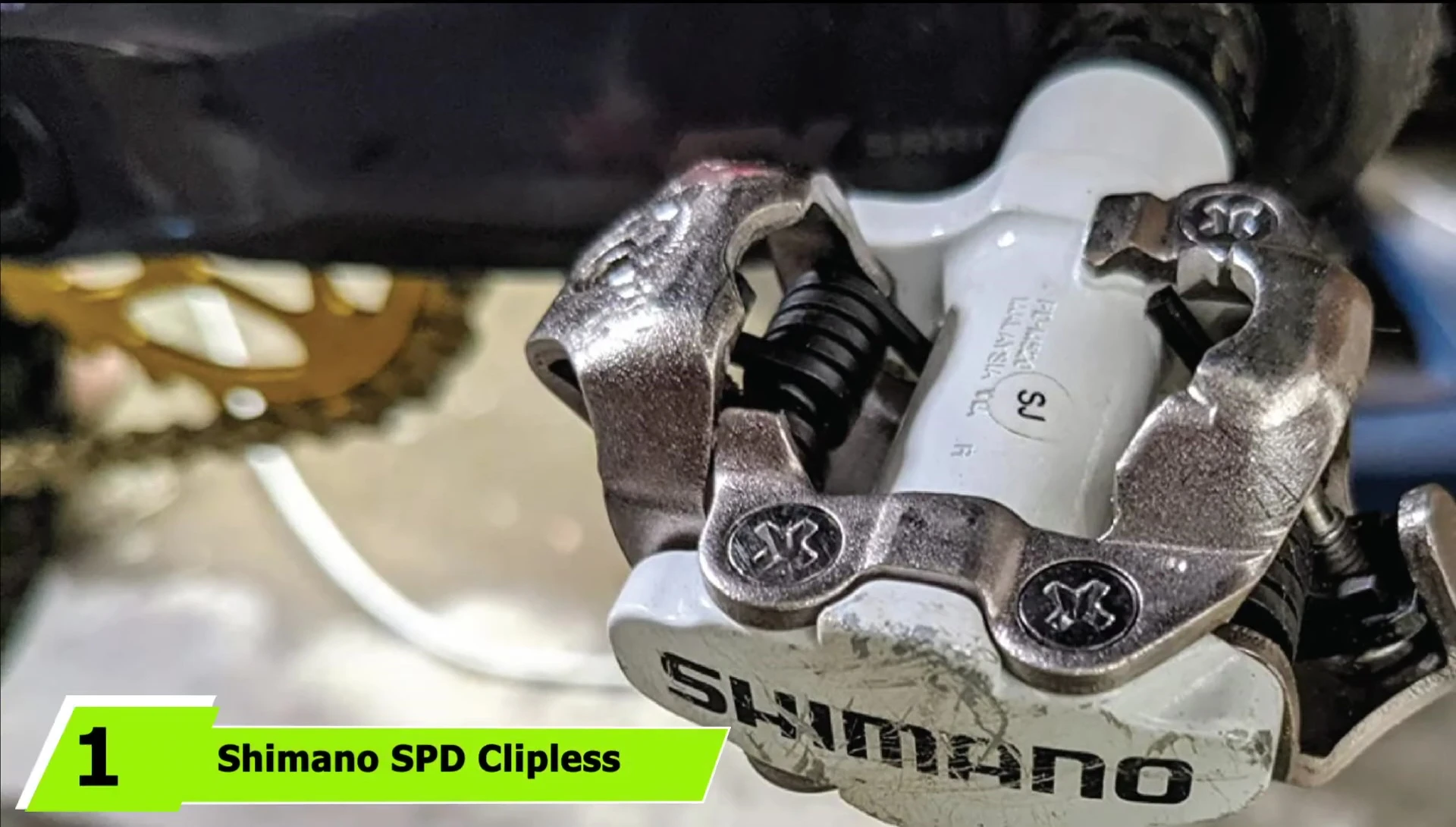 Close-up of Shimano SPD clipless pedal