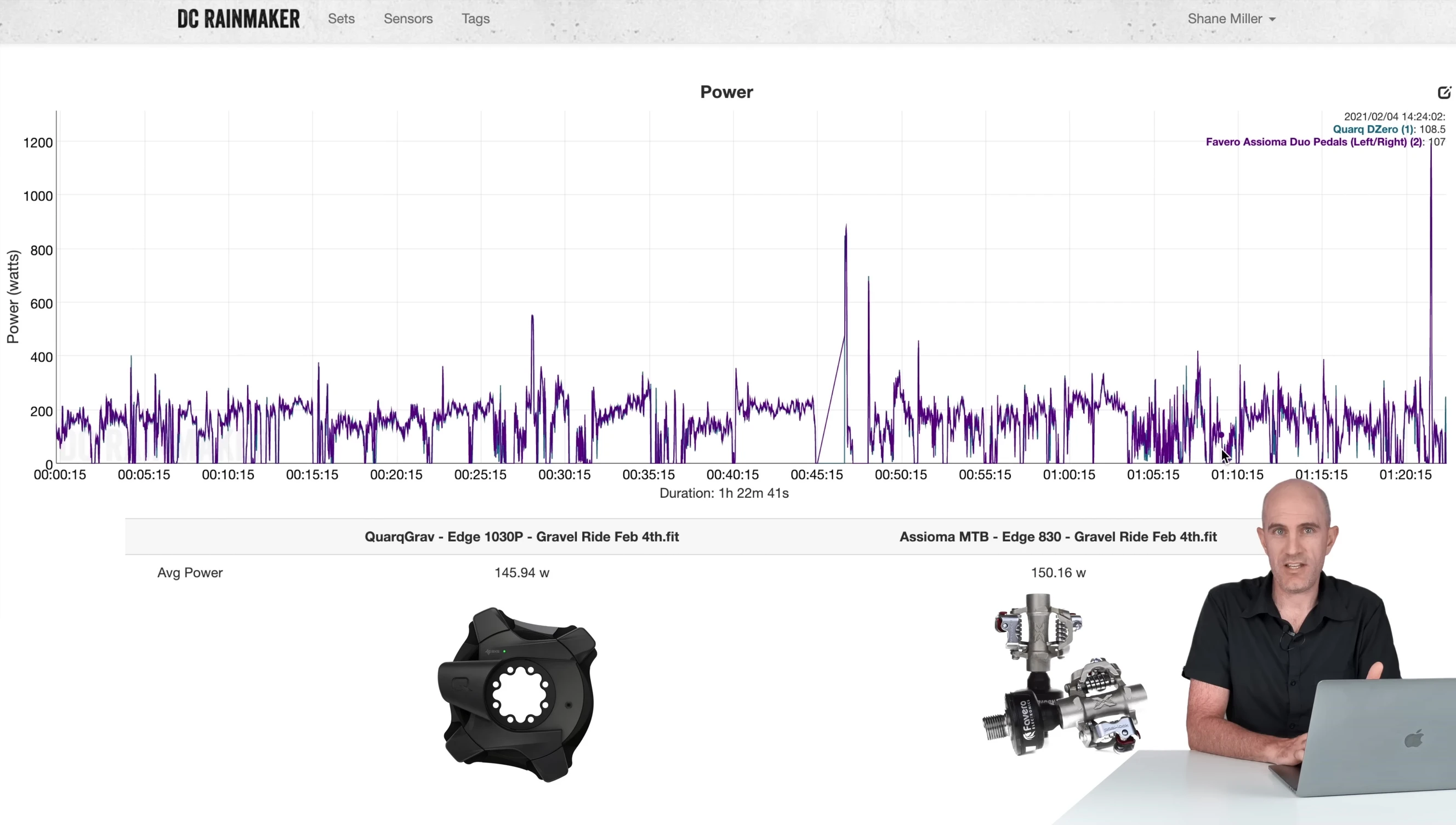 Power data comparison between Assioma and Quark DZero