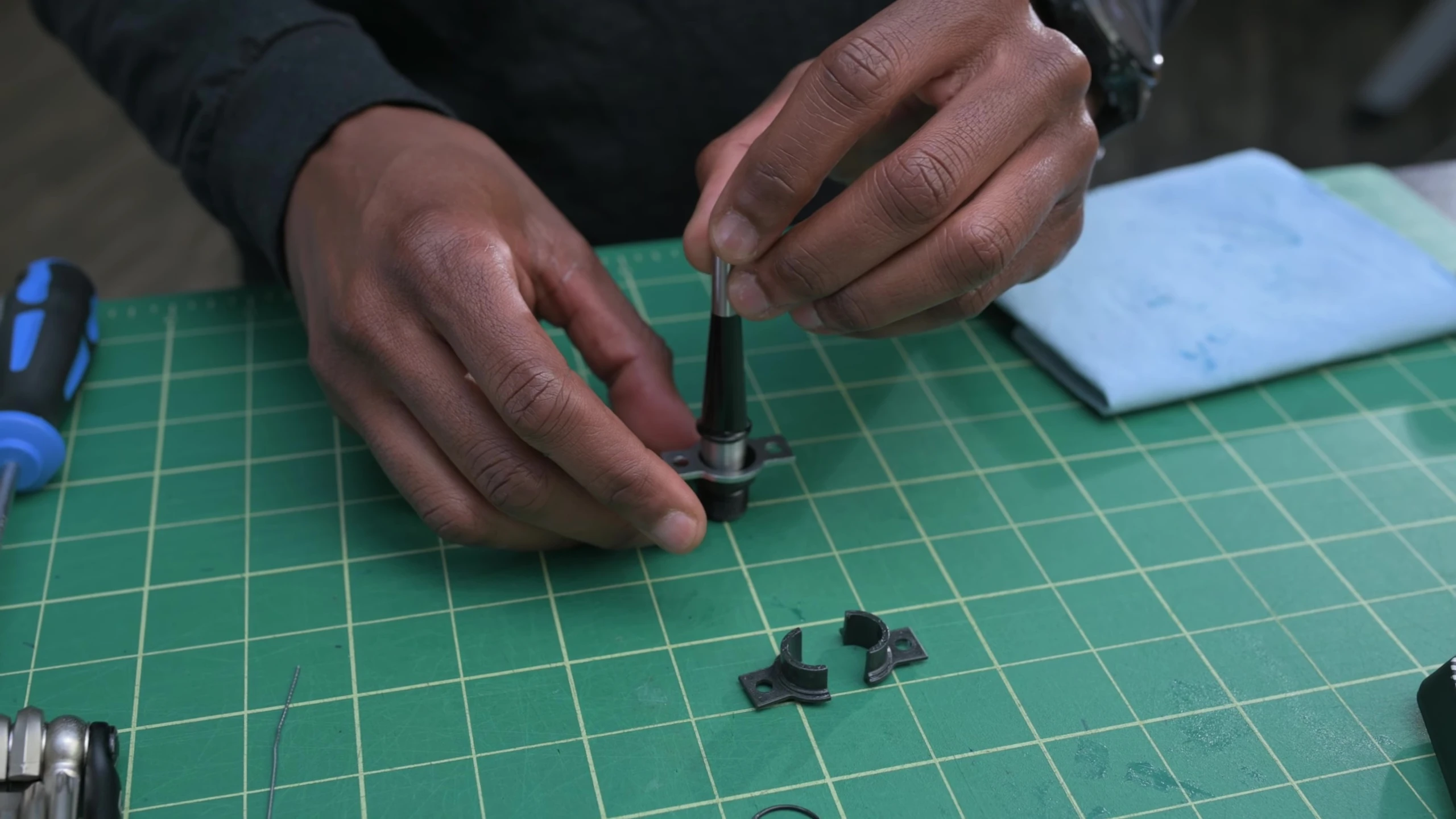 Inserting the outer bearings.