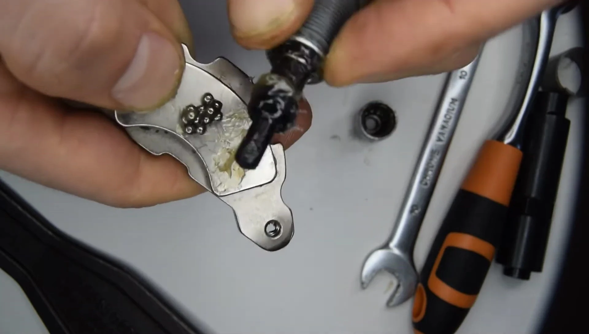 Using a magnet to efficiently remove the ball bearings.