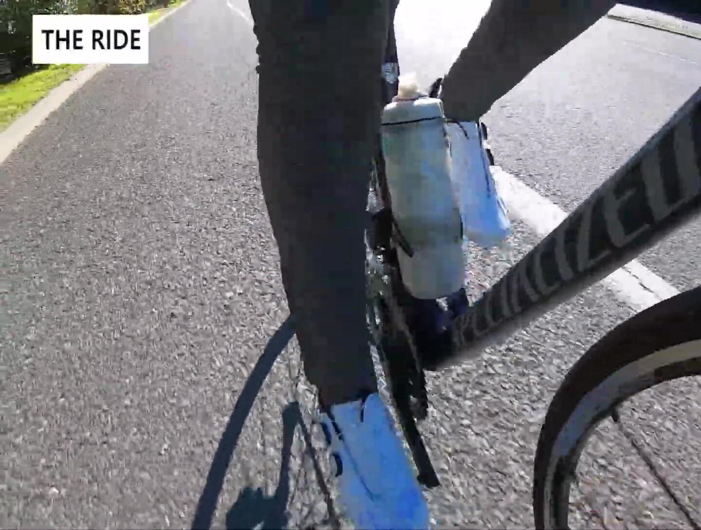 Footage of the shoes being used during a ride