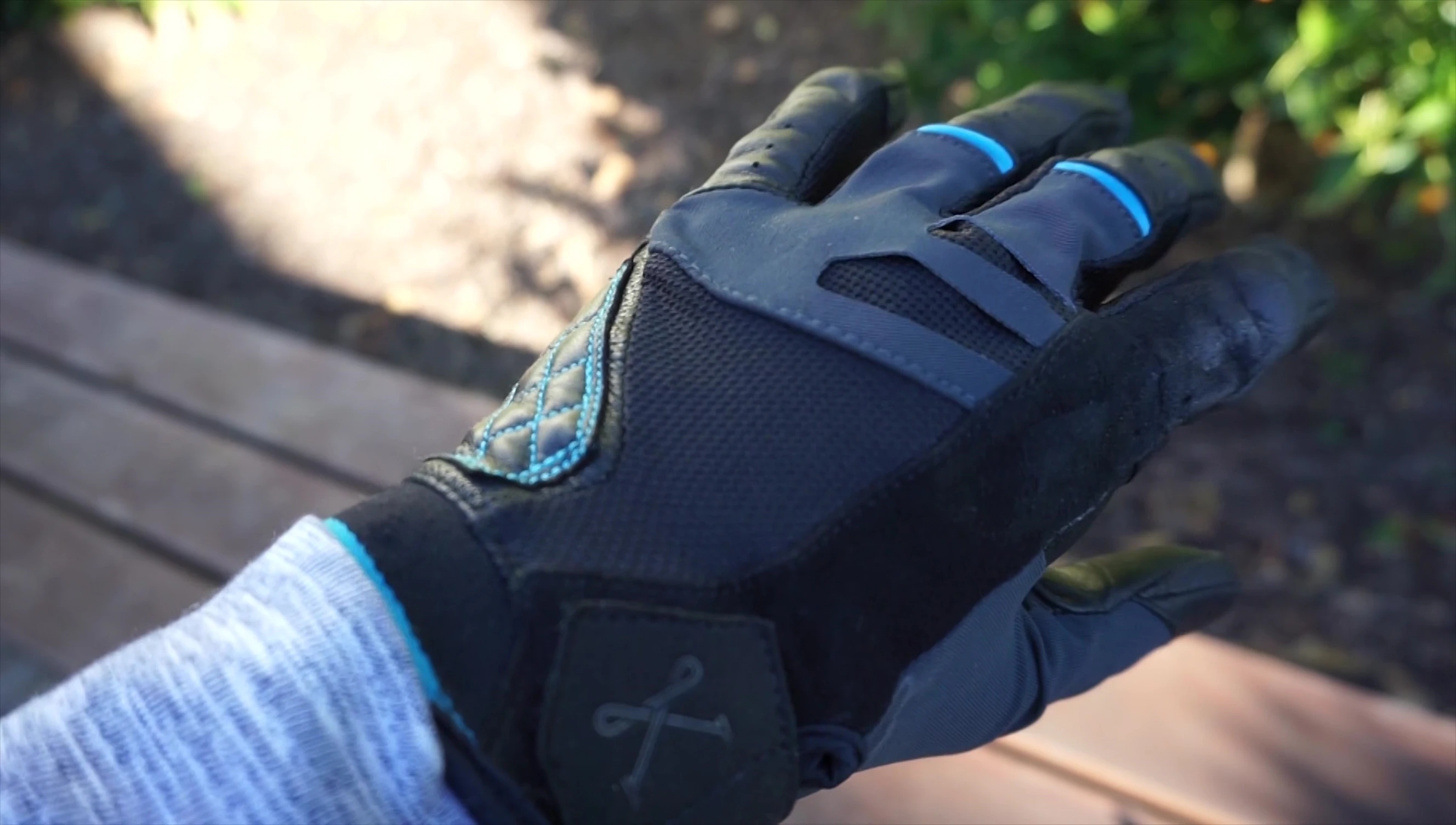 Close-up of the soft leather palms of the Kitsbow gloves.