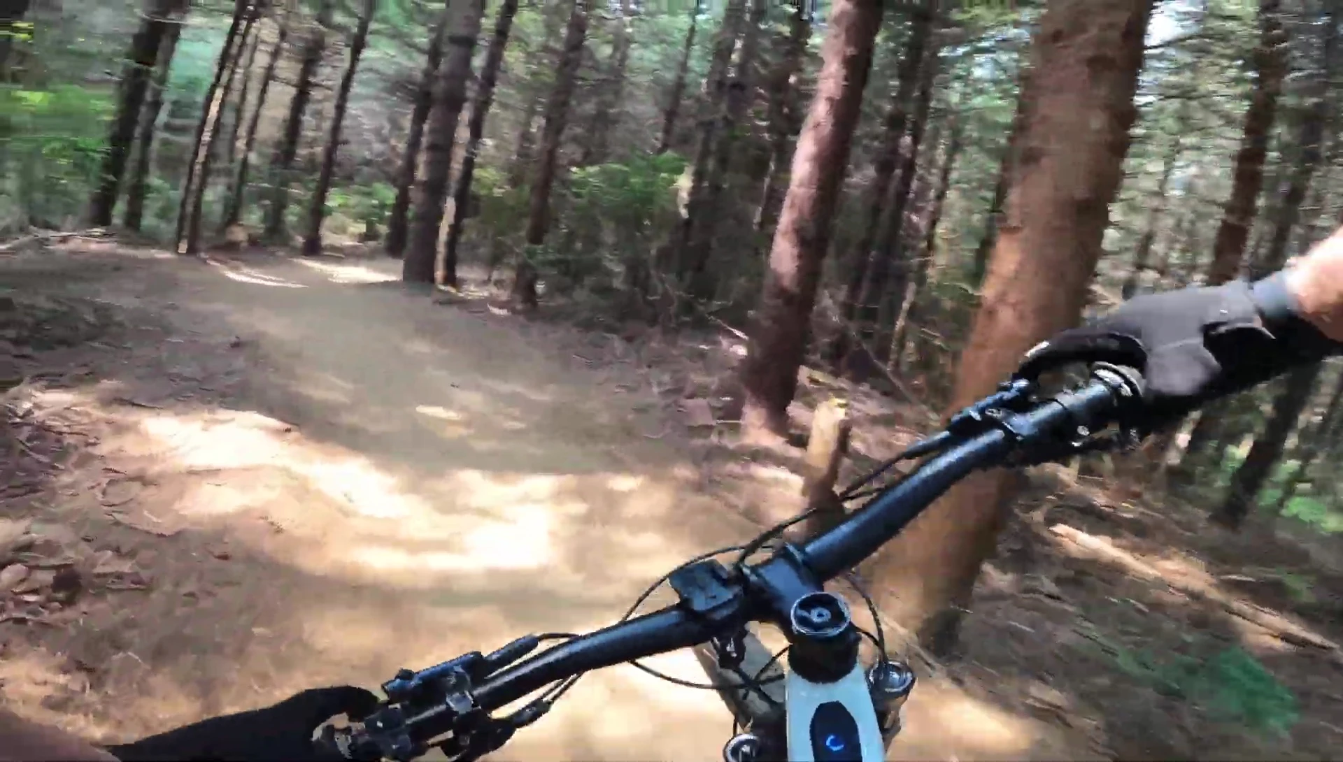 Action shot showing the rider using their brakes