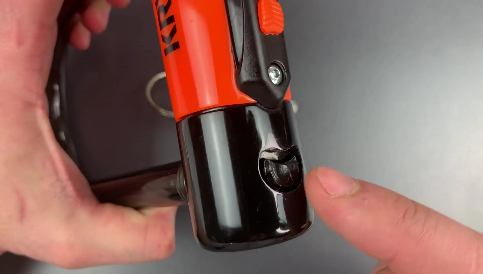 Shackle inserted into the lock body, showing the fit of the cutout
