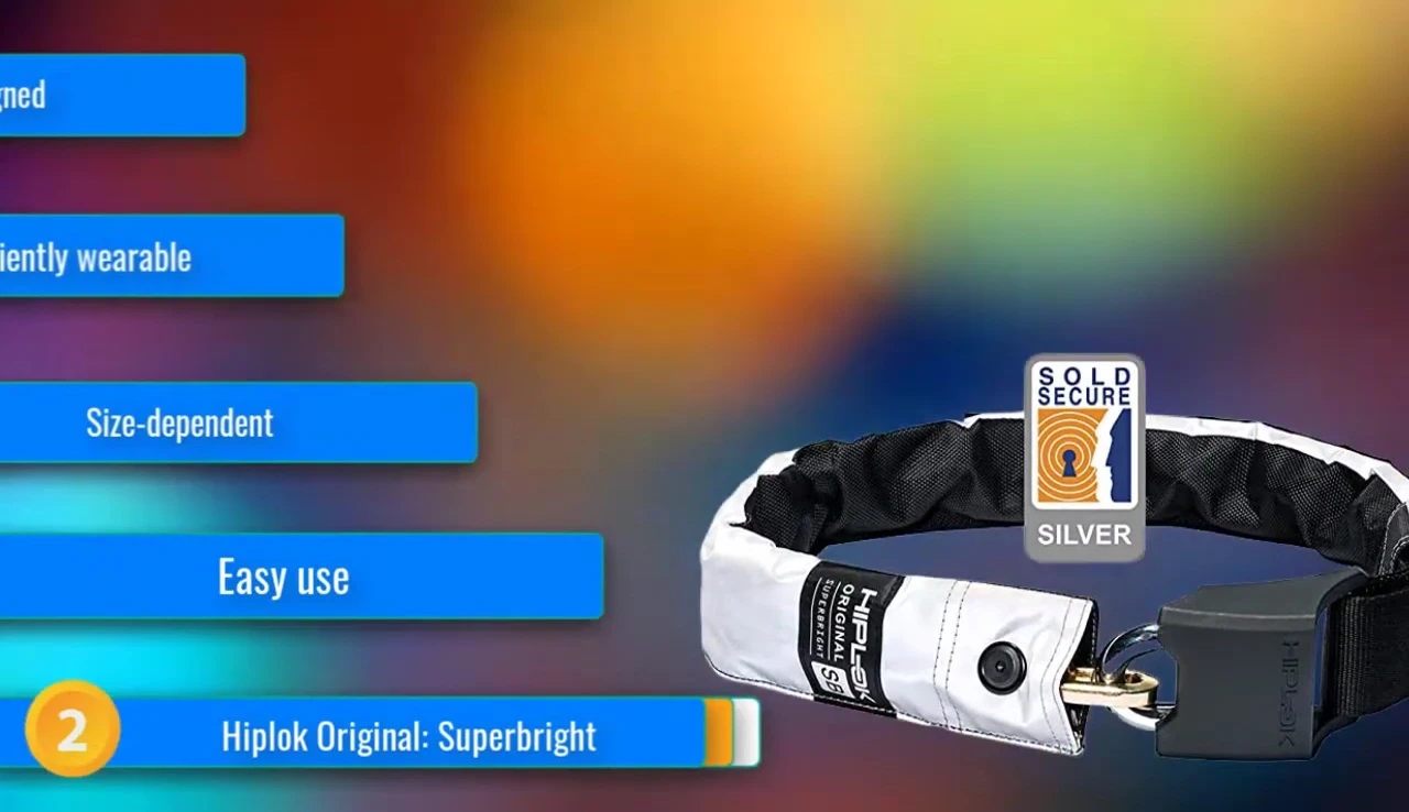 Close-up of the Hiplok's buckle and velcro