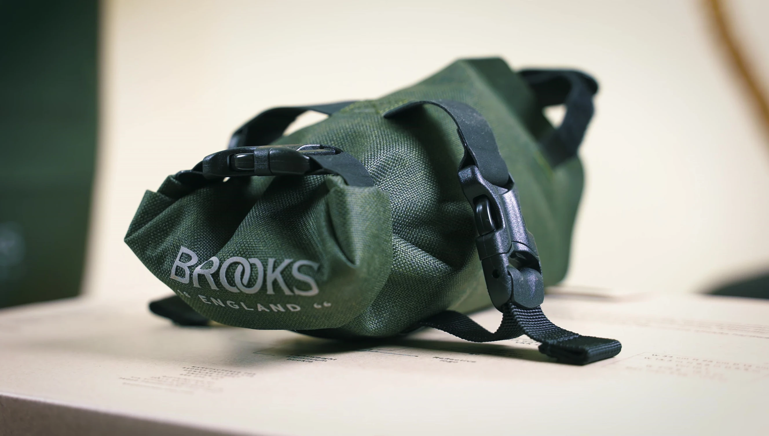 The Brooks Scape saddle roll bag.