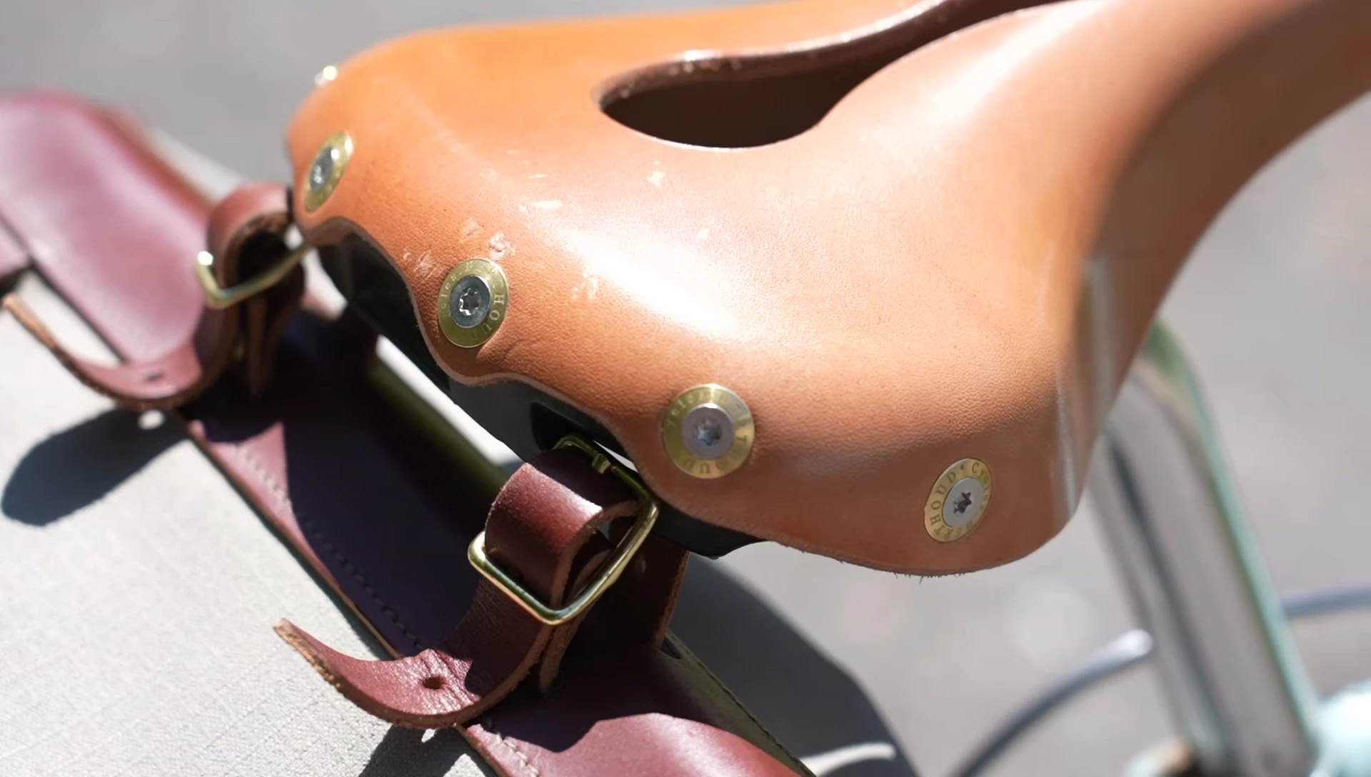 Close-up of the bolts on the Berthoud Aspen saddle.