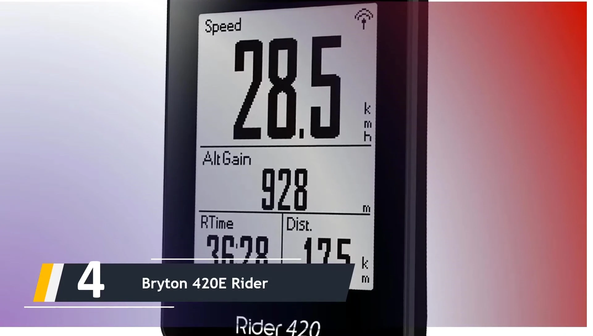 Bryton Rider 420 display showing various metrics
