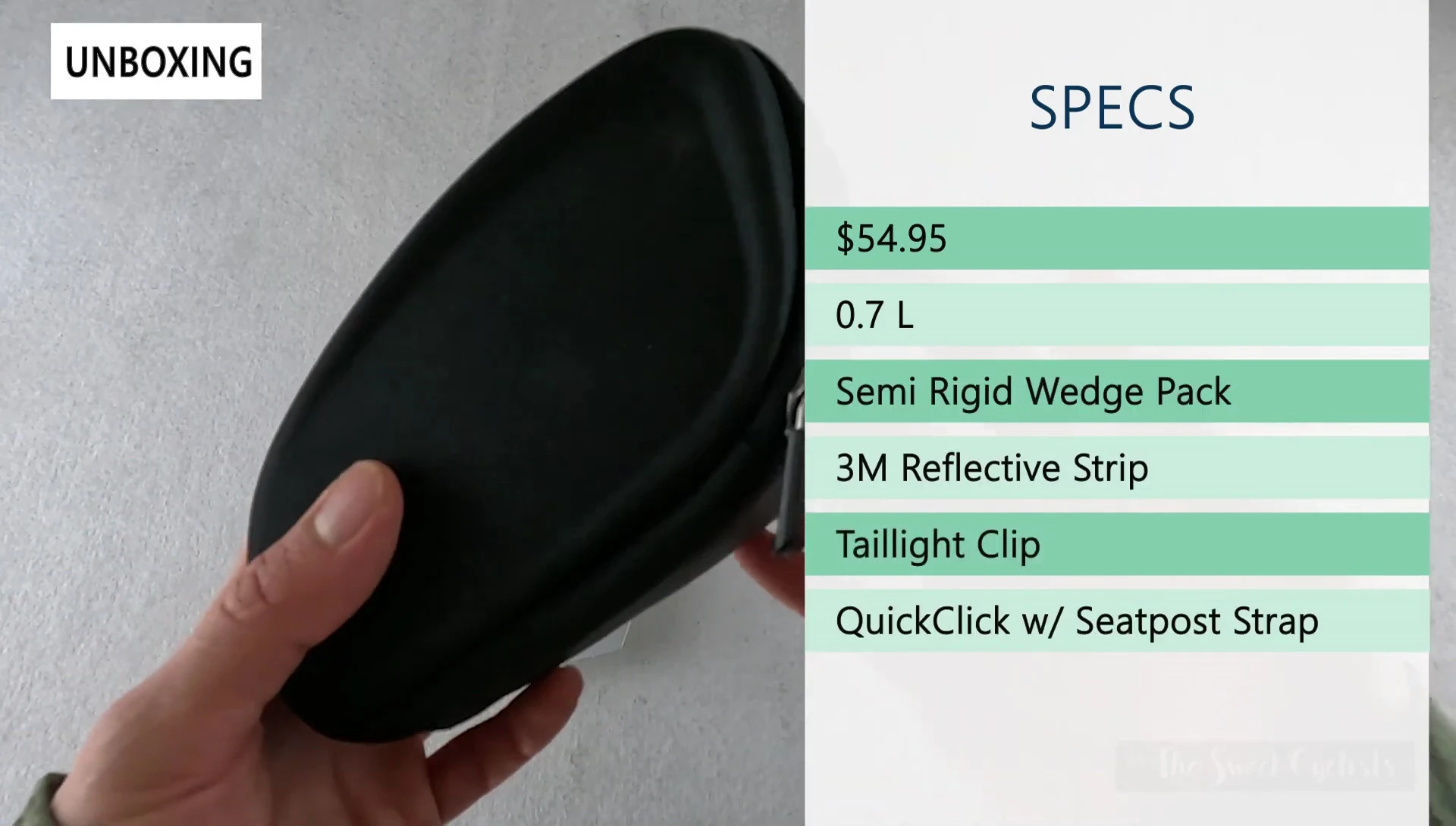 The saddlebag showcasing its size and capacity details.